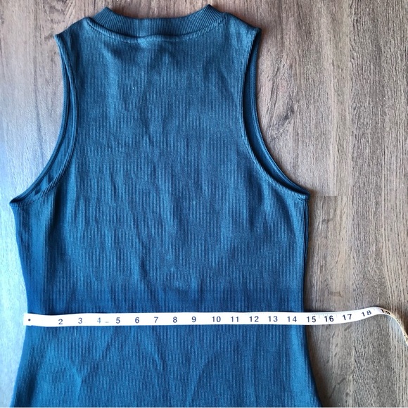 Boden Ribbed Bodycon Midi Dress Dark Blue Size 8P 90s Contemporary High Neck - Picture 7 of 8